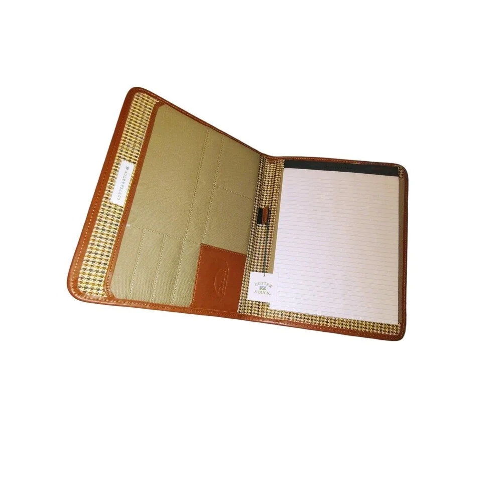 NWT Cutter & Buck Canvas & Leather Padfolio Organizer Planner Tan    57